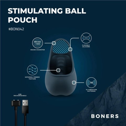 Boners Stimulating Ball Pouch Blue - Model z 10 trybami i silikonem premium