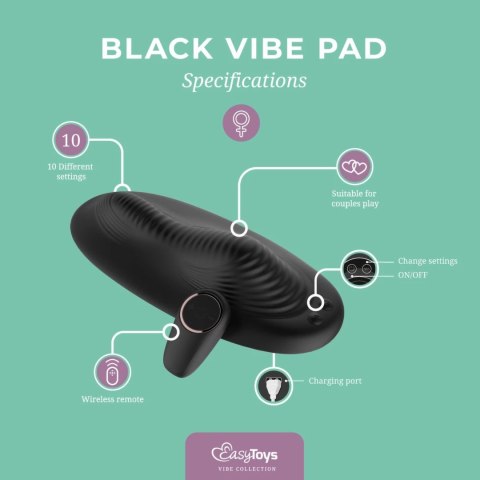 Vibe Pad Black - Poduszka wibracyjna z pilotem, 2 silniki, 10 trybow