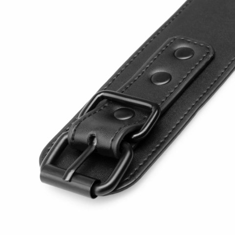 Rimba Black Cuffs - Regulowane mankiety z ekoskory, czarne