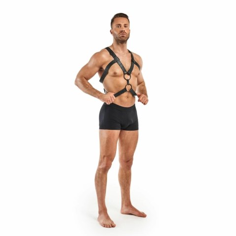 Rocco Anatomiczny Uprząż Regulowana Czarna Skora Ekologiczna