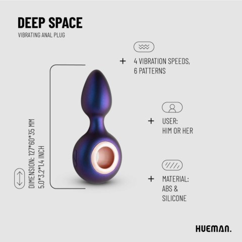Hueman Deep Space - Wibrujący korek silikonowy 10 trybow, czarny