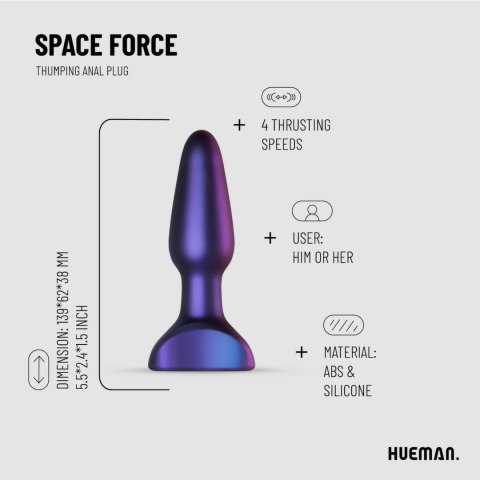 Hueman Space Force - Wibrująca i Ruchoma Zatyczka Anatomiczna, silikonowa