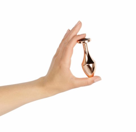 Rosy Gold Nouveau zatyczka anatomiczna z czarnym kryształem, aluminium