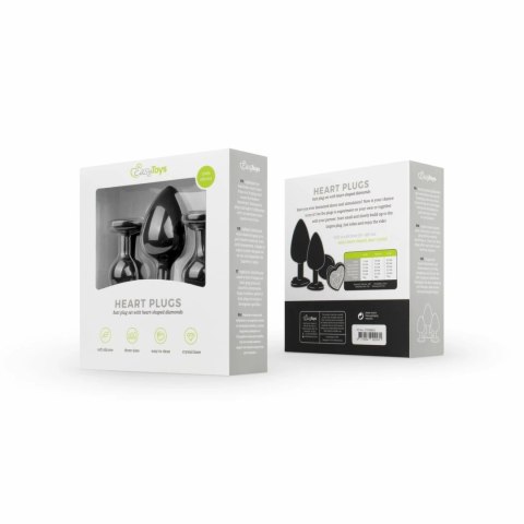 EasyToys Zestaw 3 Anatomicznych Zatyczek Silikonowych z Kryształkami Heart