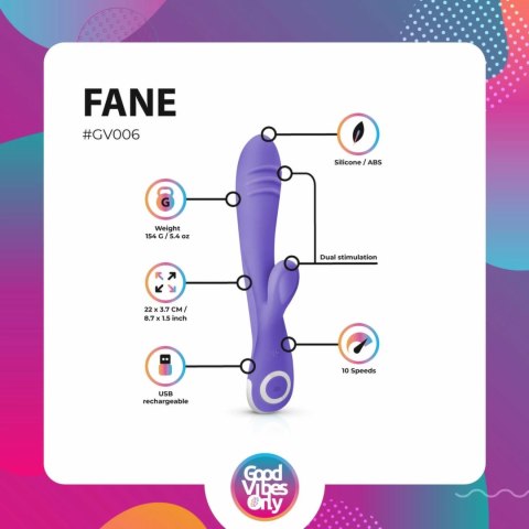 Fane Wibrator Intymny Rabbit z 10 Trybami i Podświetleniem LED, Rożowy