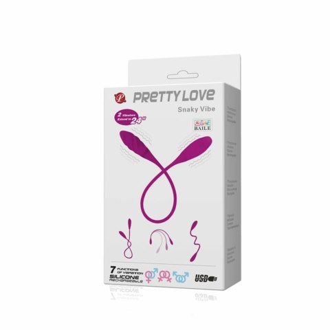 Pretty Love Snaky Vibe podwojny masażer silikonowy 7 trybow fioletowy