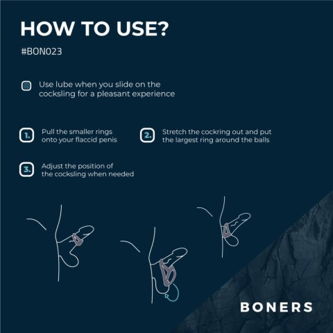 Boners Open Cocksling Triple - silikonowy system pierścieni z otwartą konstrukcją
