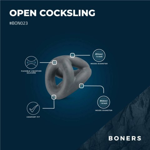 Boners Open Cocksling Triple - silikonowy system pierścieni z otwartą konstrukcją