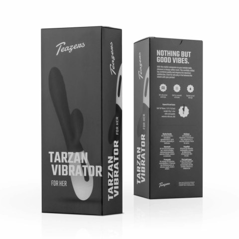 Teazers Rabbit Vibrator Black - silikonowy model dwufunkcyjny USB 30 trybow