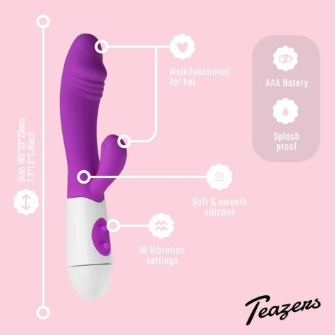 Teazers Rabbit Vibrator Fioletowy 10 Trybow Silikonowy Model Anatomiczny