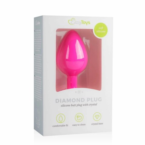 EasyToys Diamond Plug Medium Rożowy silikonowy z kryształkiem
