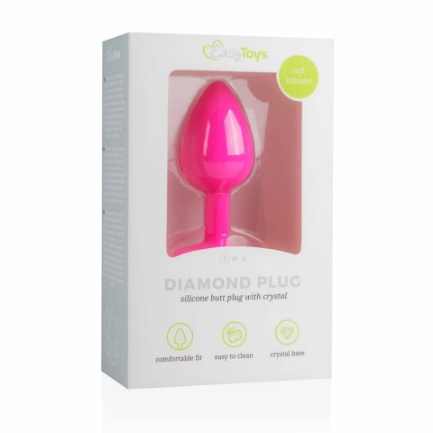 EasyToys Diamond Plug Small Rożowy silikonowy z kryształkiem