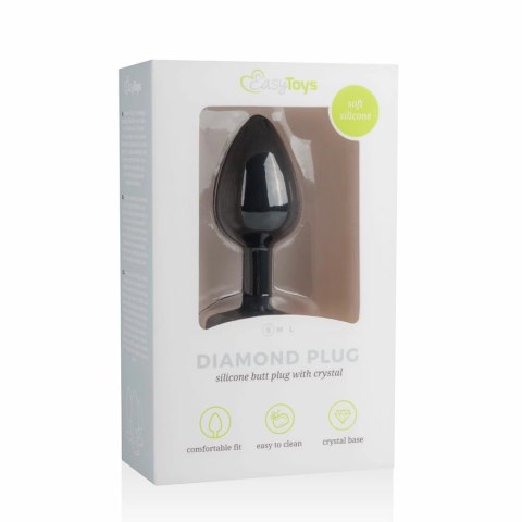 EasyToys Plug anatomiczny silikonowy Small Czarny z kryształem