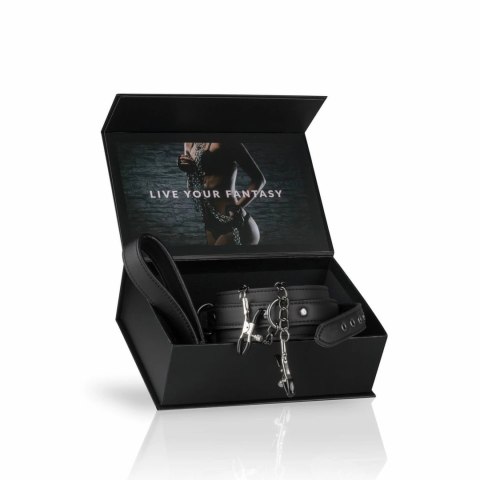 EasyToys Skorzany Kołnierz Regulowany z Łańcuszkami Metalowymi 45 cm