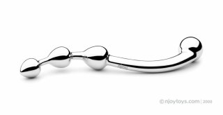 Njoy Fun Wand Silver - stalowy model dwustronny, zakrzywiony, 20 cm