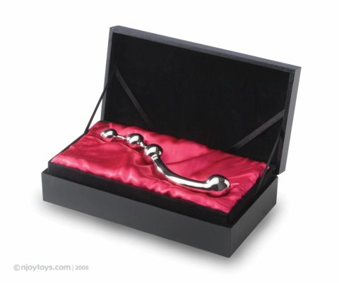 Njoy Fun Wand Silver - stalowy model dwustronny, zakrzywiony, 20 cm