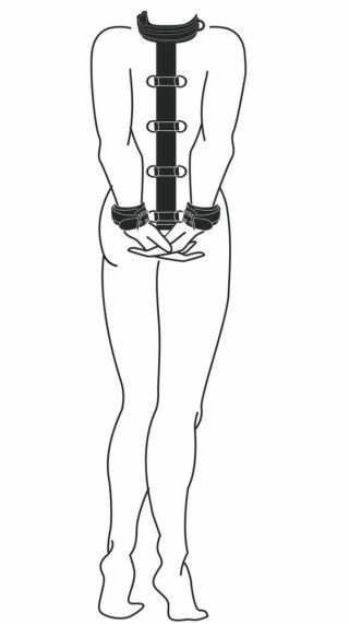 Ouch! Zestaw ograniczający z kołnierzem i mankietami, czarny, regulowany