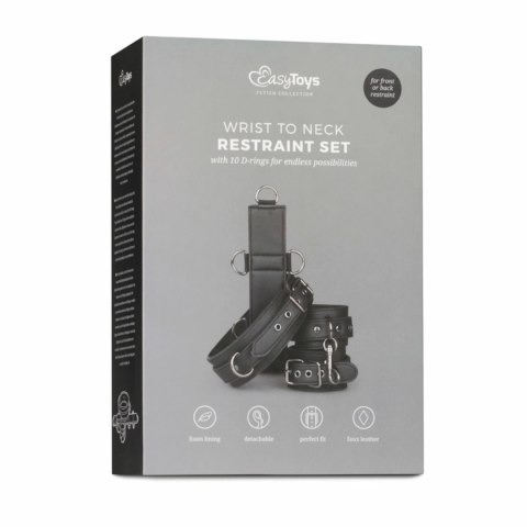 Ouch! Zestaw ograniczający z kołnierzem i mankietami, czarny, regulowany