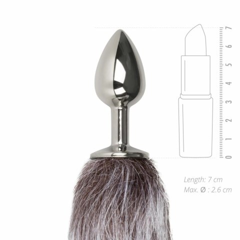 Diogol Fox Tail Plug aluminiowy z futrzanym ogonem srebrny 40 cm