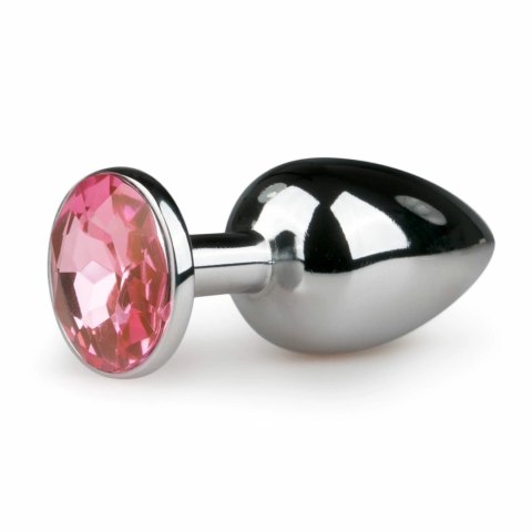 Diogol Plug Metalowy Silver/Pink S z Ozdobnym Kryształem 6,5 cm