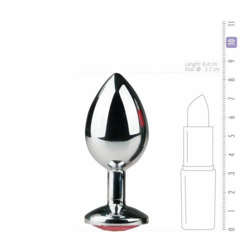 EasyToys Metalowy Plug Anatomiczny Srebrny z Rożowym Kryształem M