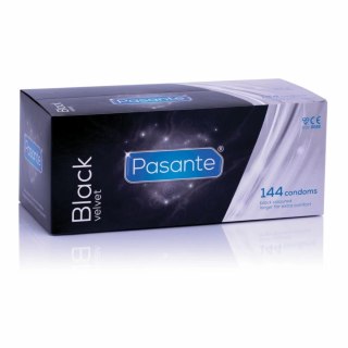 Pasante Black Velvet XL - Prezerwatywy czarne, 144 sztuki, rozmiar XL