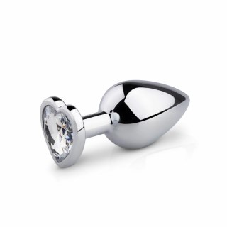 Rimba aluminiowy korek intymny z kryształkiem serce S srebrny