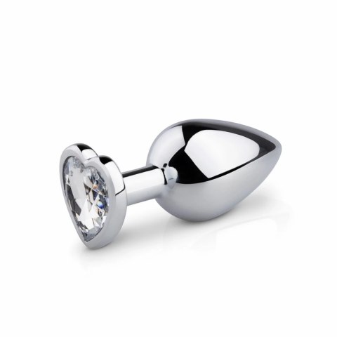 Rimba aluminiowy korek intymny z kryształkiem serce S srebrny