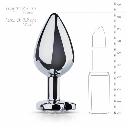 Rimba aluminiowy korek intymny z kryształkiem serce S srebrny