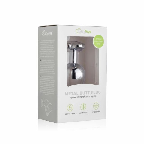 Rimba aluminiowy korek intymny z kryształkiem serce S srebrny