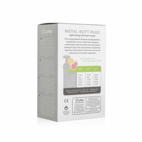 Rimba aluminiowy korek intymny z kryształkiem serce S srebrny