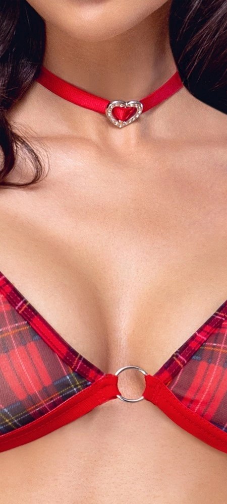 Cottelli COSTUMES Zestaw Bielizny Krata z Chokerem M