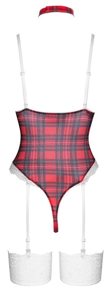 Cottelli Lingerie Body Plaid XL - koronkowy komplet z chokerem, rozmiar XL