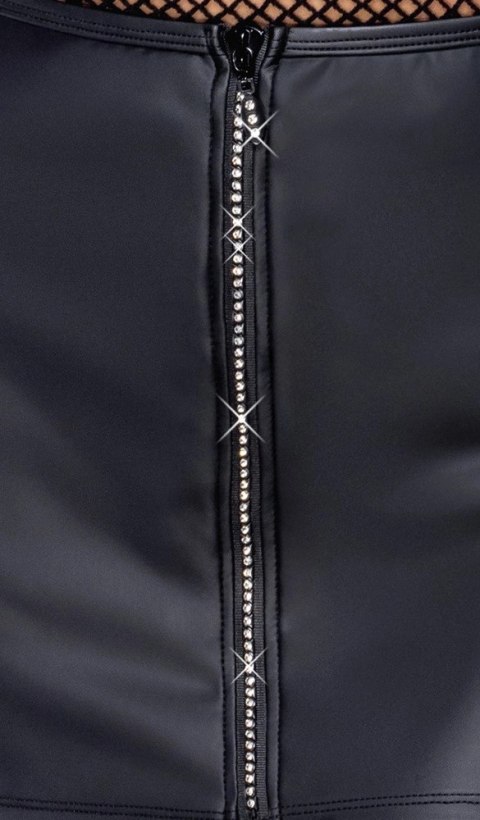 Cottelli PARTY Spodniczka Mini Czarna Zip z Dżetami, Rozmiar L