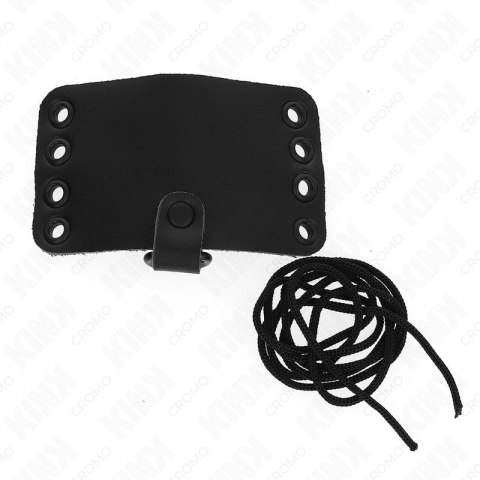 KINK Skorzany Pierścień Regulowany ze Sznurowaniem i Zapięciem, Czarny