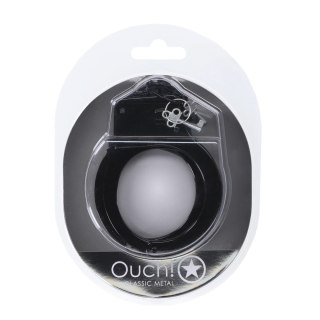 Ouch! Classic Metal Czarny - stalowe kajdanki z zamkiem i szybkim otwarciem