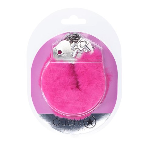 Ouch! Kajdanki Fluffy Pink - wytrzymały model z miękkim futerkiem