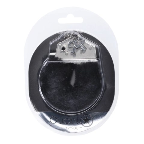 Ouch! Kajdanki Futerkowe Heavy Duty Czarny - wytrzymała stal, miękkie futro