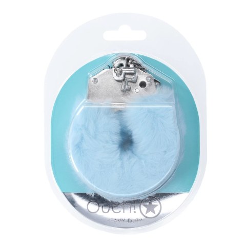 Ouch! Kajdanki z futerkiem Powder Blue wytrzymałe stalowe