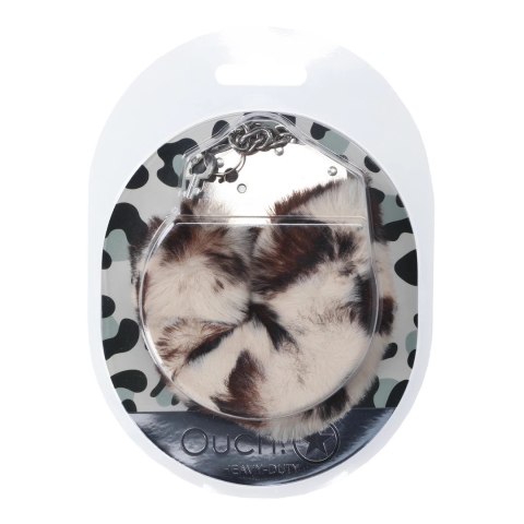 Shots Fluffy Handcuffs Snow Leopard - wytrzymałe kajdanki z futerkiem