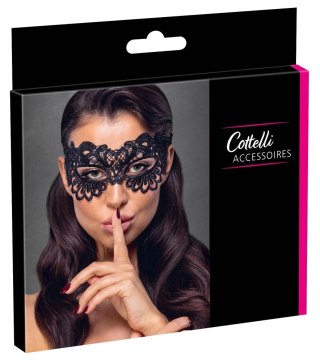 ZADO Black Mask - Elegancka Opaska z Haftem i Oczkami, Czarna
