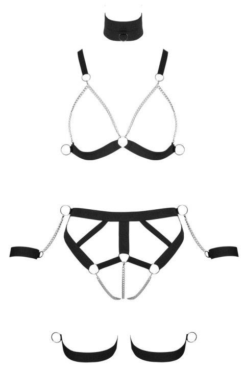 Bad Kitty Harness Bikini S - Elastyczna uprząż z regulacją i łańcuszkami