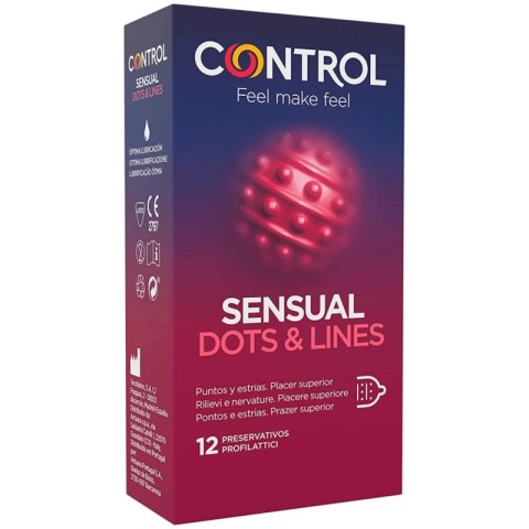 Control Sensual Dots & Lines 12 szt. - prezerwatywy z wypukłą teksturą