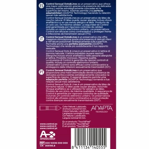 Control Sensual Dots & Lines 12 szt. - prezerwatywy z wypukłą teksturą