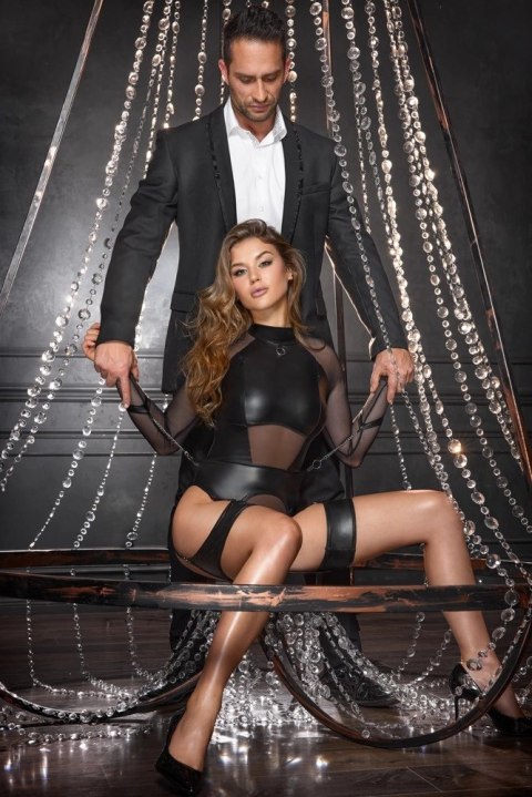 Cottelli Bondage Body M czarne z kajdankami i matowym wykończeniem