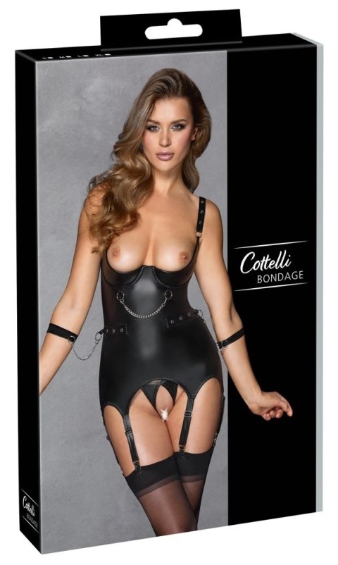 Cottelli Collection Bondage S - Czarny komplet z kajdankami i paskami