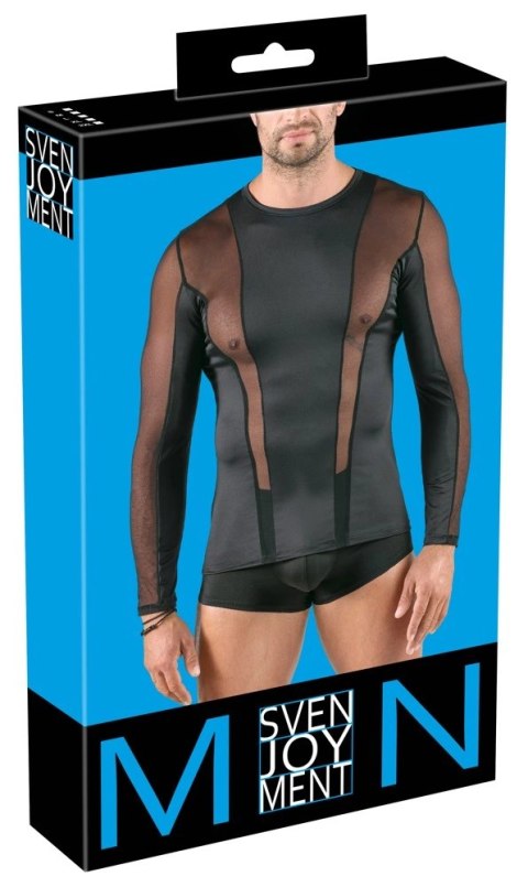 Svenjoyment Koszula Męska z Długim Rękawem Czarna Mieszanka Siateczki M