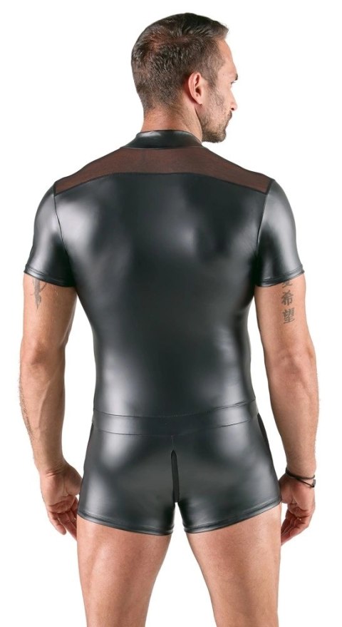 Svenjoyment Playsuit L czarny kombinezon z siateczką i zamkiem 3-kierunkowym