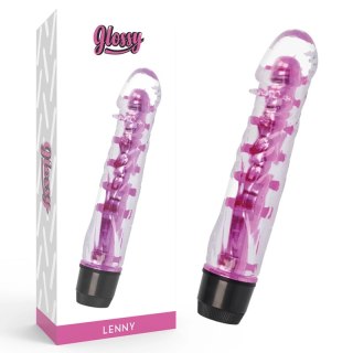 Glossy Lenny Pink - Model wibrujący, wodoodporny, 14 cm, TPE Platinum