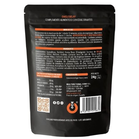 WUG Sex Sense Delay - Guma do żucia ziołowa, 10 sztuk, bez cukru